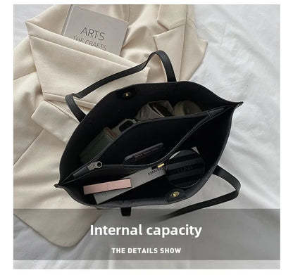 Large Capacity Women's Bag, New Soft Leather Tote Bag, Casual and Versatile Single Shoulder Bags for Woman Korean Style Handbags