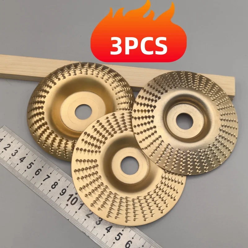 Woodworking Grinding Disc Three-Piece Set 100mm Wide/16Mm Metal Hole Arc-Shaped Bevel Design Electric Grinder Grinding Disc Wood Cutting Carving Polishing Tool Set