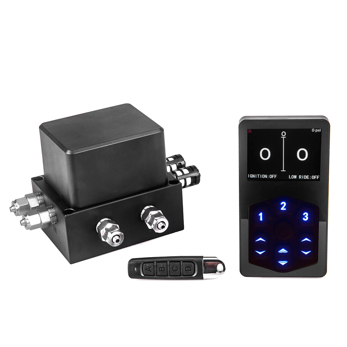 Universal 2-mode Controlled Air Suspension System 3 Preset Memory,Real-Time PSI Monitoring&Auto-Leveling for Truck/SUV/CustomCar