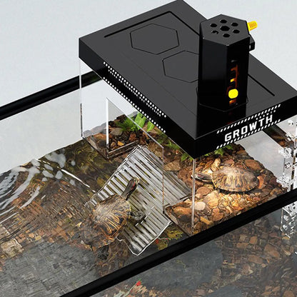 Over Tank Turtle Basking Land Pet Turtle Tank Basking Dock with Lid Reptile Resting Land Aquatic Turtle Basking Platform