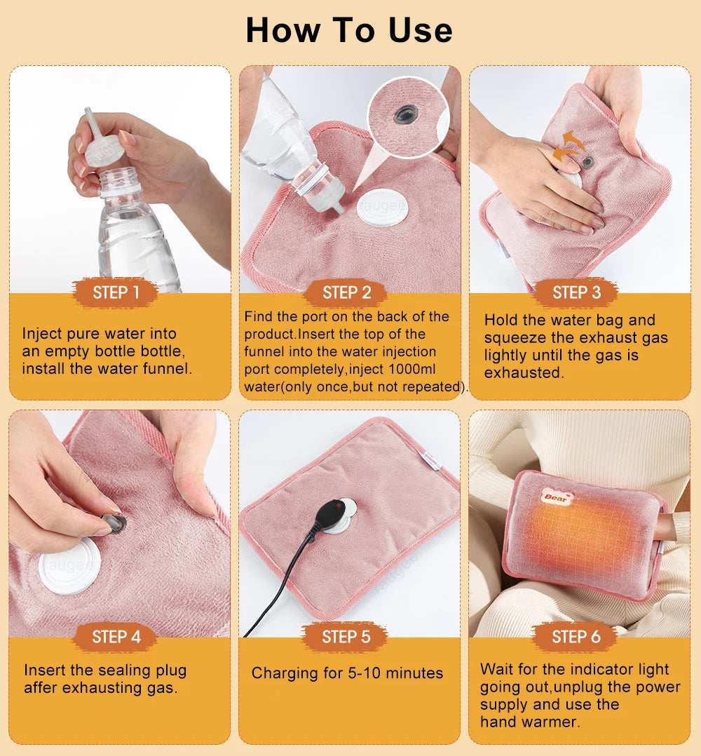 Hand Warmer Electric Hand Heater Portable Hand Heating Warmer Rechargeable Electric Hot Water Bag Heated Gloves Warm Hand Pocket