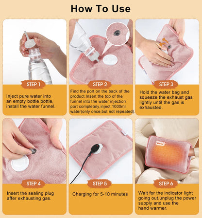 Hand Warmer Electric Hand Heater Portable Hand Heating Warmer Rechargeable Electric Hot Water Bag Heated Gloves Warm Hand Pocket