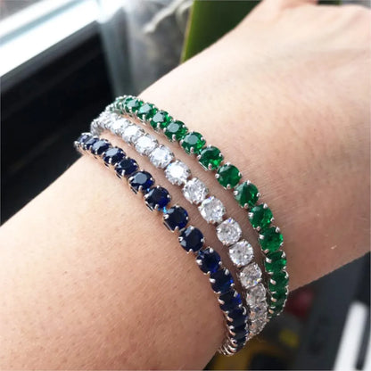 Adjustable Colorful Birthstone Tennis Bracelets for Women 4MM Crystal Bangle Female Hand Chain Trend Jewelry Accessories H133