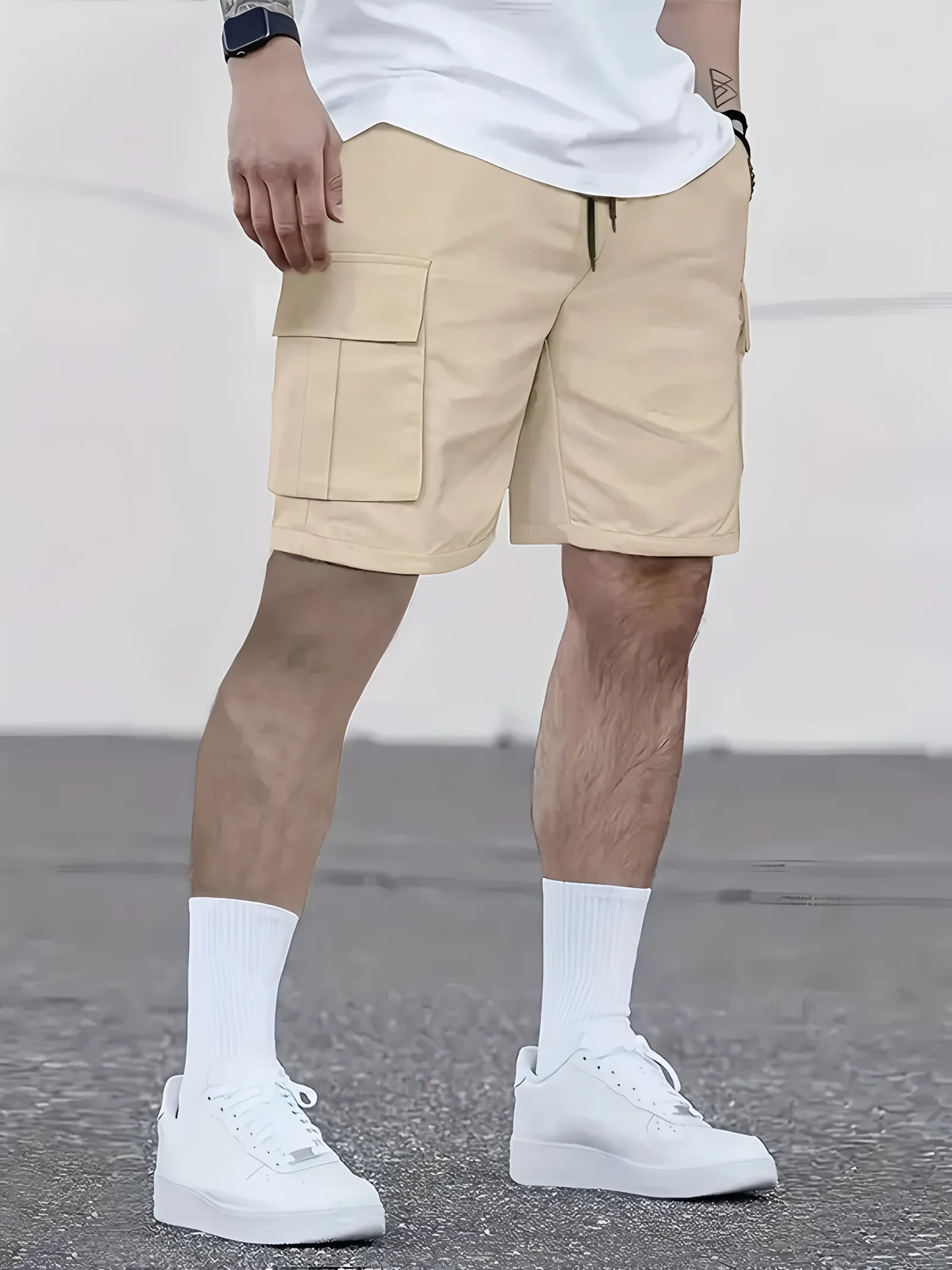 Men's work shorts; summer comfort; multi-pocket; outdoor leisure sport beach pants; elastic waistband