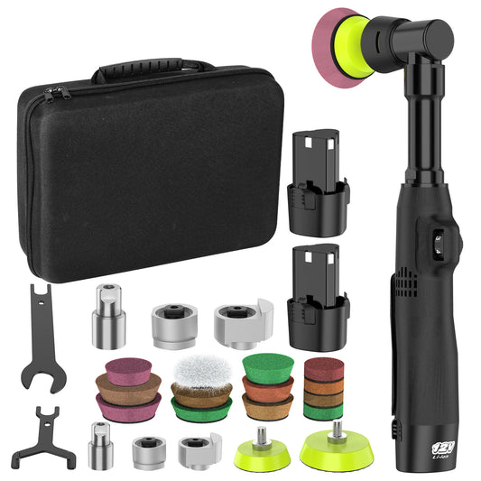 12V Cordless Mini Car Polisher RO/DA Micro Scratch Remover 6000RPM Cordless Detail Polisher with 5-Speed and Polishing Pads