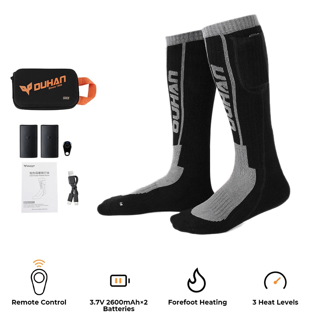Electric Heating Socks for Skiing Snowboarding Hiking Rechargeable Batteries Thermal Warmer Remote Control Winter Outdoor Sports