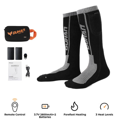Electric Heating Socks for Skiing Snowboarding Hiking Rechargeable Batteries Thermal Warmer Remote Control Winter Outdoor Sports
