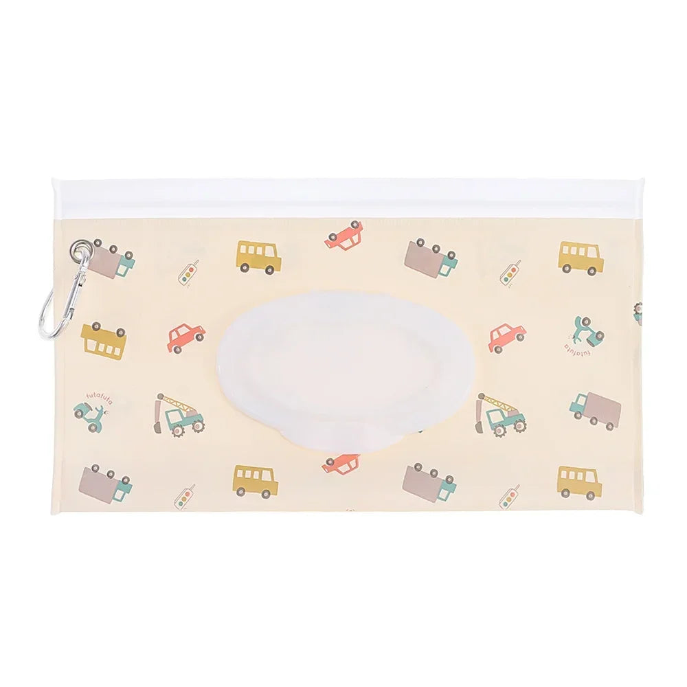 Cute EVA Baby Wet Wipe Pouch Wipes Holder Case Flip Cover Snap-Strap Reusable Refillable Wet Wipe Bag Outdoor Home Tissue Box