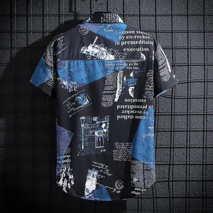 Men's Short sleeve Print Shirts Thin Beach Top Seaside Leisure Men's Essential Clothes
