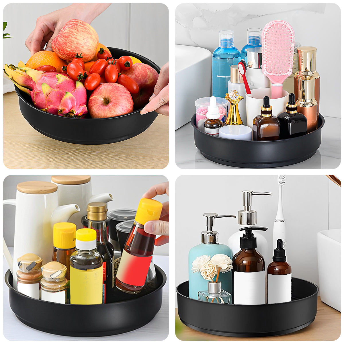 Stainless Steel Layer Turntable Organizer Multifunction Kitchen Storage Decorative Trays Rotating Spice Rack Kitchen Accessories