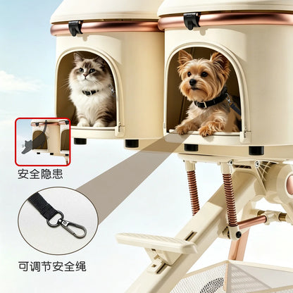 A6-2 Twin Pet Stroller Aluminum Alloy Detachable Foldable Lightweight Separate Travel Cart for Dogs Cats