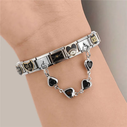 Tassel Chain Butterfly Flowers Star Moon Heart Zircon Italian Charm Links Fit 9mm Bracelet Stainless Steel DIY Jewelry Making