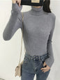 2026 Autumn Winter Sweater Women Knitted Ribbed Pullover Sweater Long Sleeve Turtleneck Slim Jumper Soft Warm Pull Femme