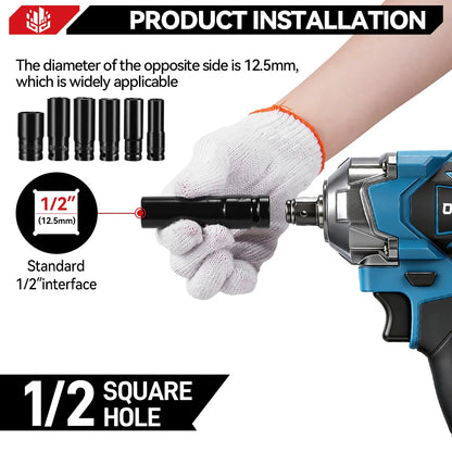ONEVAN 1200N.M Torque Brushless Electric Impact Wrench Cordless 1/2inch Car Repair Screwdriver Drill Tool For Makita Battery Pin