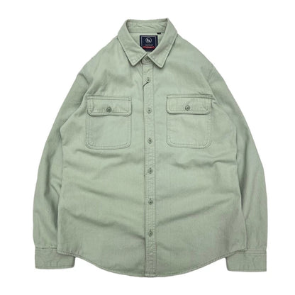 Autumn New Japanese Retro Heavyweight Twill Long-Sleeve Turn-down Collar 100% Cotton Shirt Men's Fashion Washed Casual Blouses