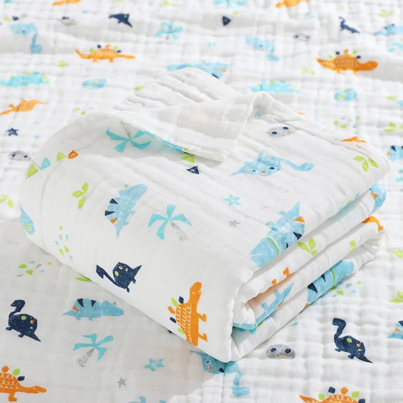 Environmental Breathable Newborn Baby Cotton Gauze Printed Muslin Swaddle Blanket Baby Bath Towel