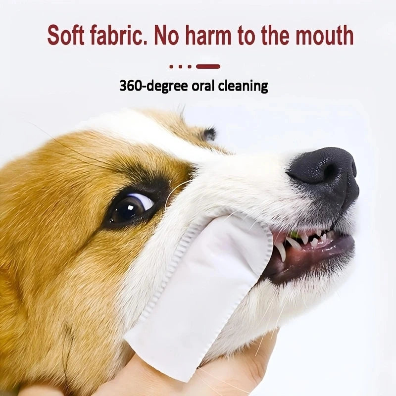 100Pcs Pet Finger Wipes,  Dog Cat Oral Cleaning Finger Cot Wipes for Teeth, Ear & Eye Care