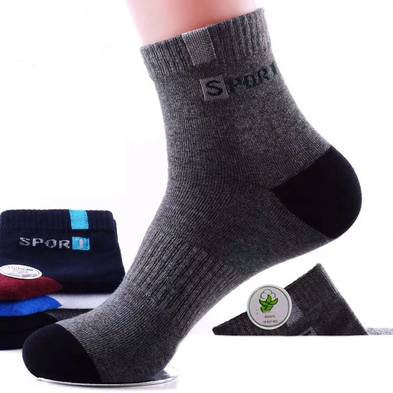 5 Pairs Socks MEN'S Mid-calf Spring and Autumn Sports Sweat Anti-odor MEN'S Socks Thin Sports Socks