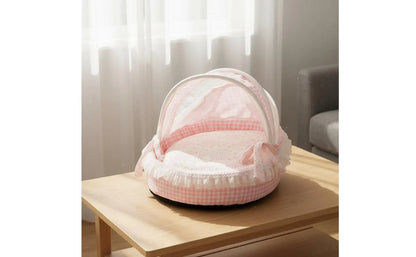 Princess Design Feline Bed Breathable Semi Enclosed Pet Bed Cradle Pet Nest Soft Lace Trim for Cats