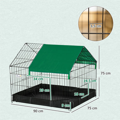 Rabbit Cage Enclosure for Small Animals Rodents Indoor Outdoor with Protective Cover Included 90x75x75 cm