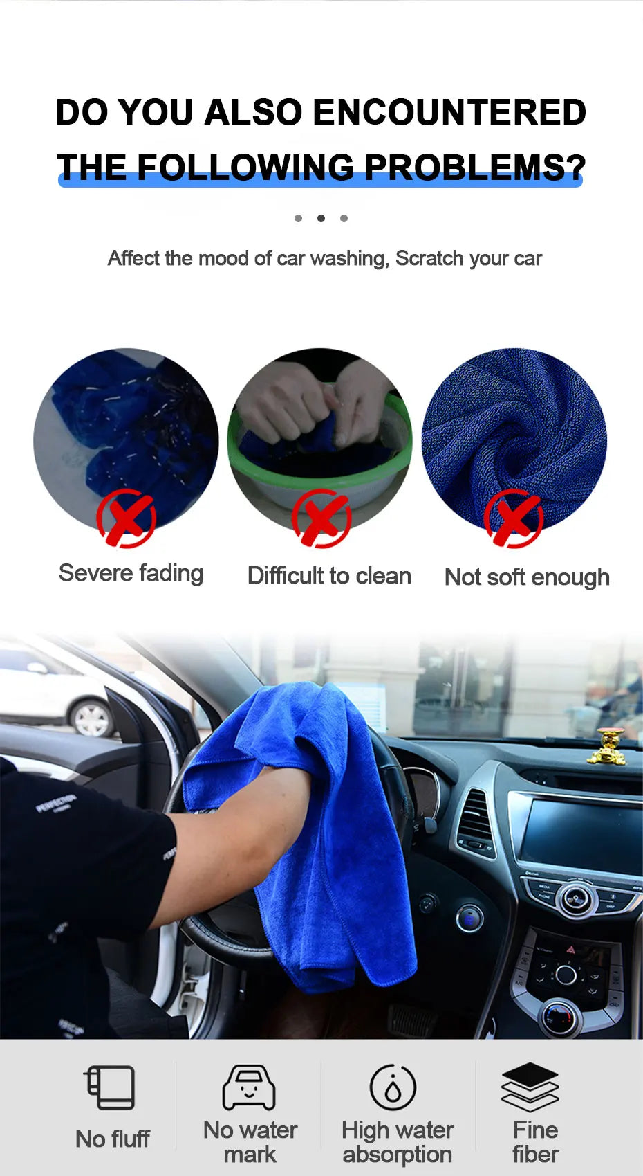 SEAMETAL Large Size Microfiber Towels Car Washing Towel 160x60cm Car Whole Body Cleaning Dry/Wet Dual Use Super Absorbent Rags