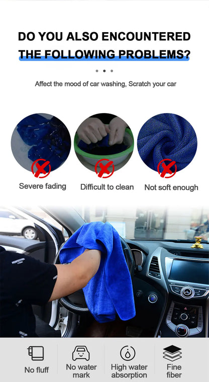 SEAMETAL Large Size Microfiber Towels Car Washing Towel 160x60cm Car Whole Body Cleaning Dry/Wet Dual Use Super Absorbent Rags