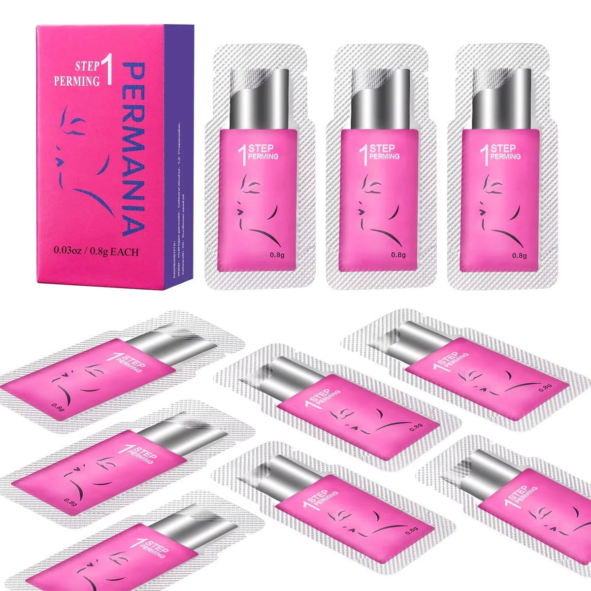 PERMANIA Korea 10 Pcs/Lot 5-8 Mins Lash Lift Eyelash Perm Kit Sachet Number #1#2#3 Setting Lotion Curling Perming Makeup Tool