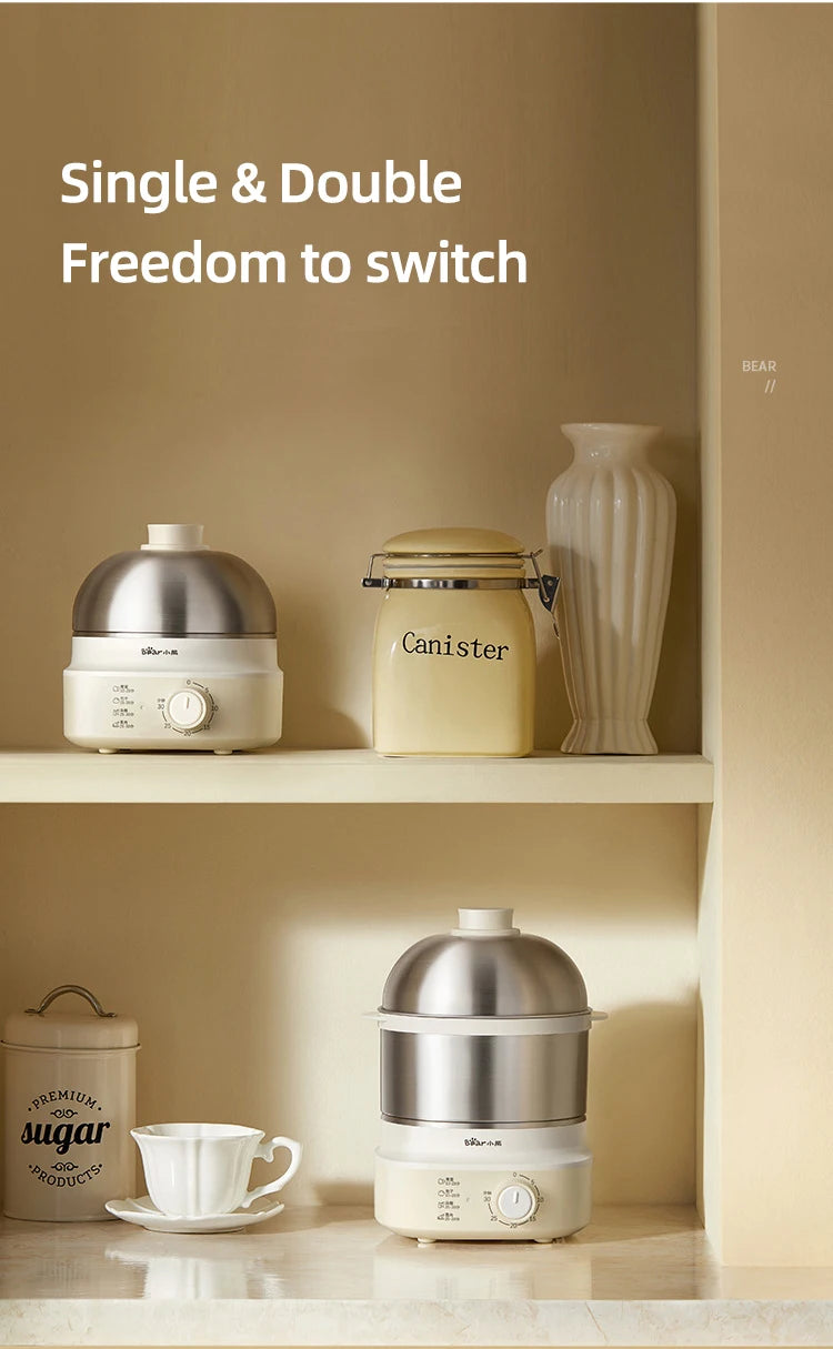 360W Electric Egg Boiler Breakfast Machine Multicooker Steamer Automatic Egg Cookers Home Egg Custard Steaming Cooker with Timer