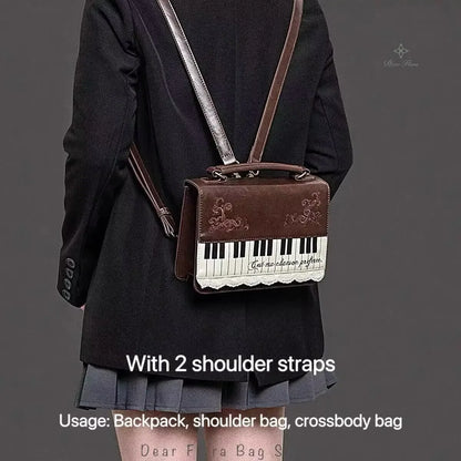 New Vintage Piano Shoulder Bag Womens Brown Crossbody Bag Y2k Girls Transparent Ita Bag Personalized Backpack Aesthetic Handbags
