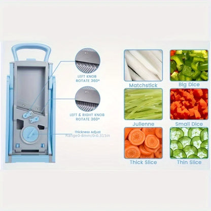 Adjustable Vegetable & Fruit Slicer Chopper, Multifunctional Kitchen Accessories with 4 Cutting Modes, Dicer & Julienne Cutter, Efficient Food Chopping Tool, Practical Kitchen Gadget for Home Daily Cooking Prep