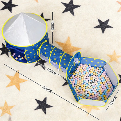 IMBABY Star Printed Play Tent for Toddler with Baby Ball Pit and Play Tunnel Children Indoor Outdoor Playhouse for Birthday Gift
