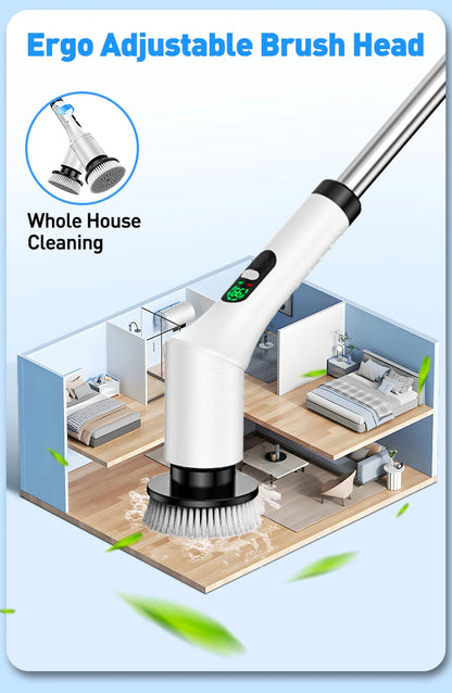 Electric cleaning brush, waterproof long-handle, multi-functional household floor brush, electric brush, floor scrubber