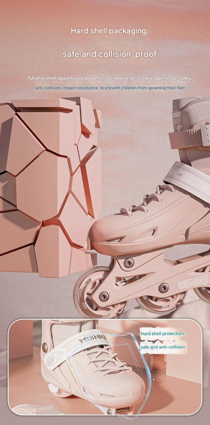 Flashing Inline Roller Skates Women Men Adjustable Size 4 Wheels Skate Shoes For Boys Girls Beginner Outdoor Skating Sneakers
