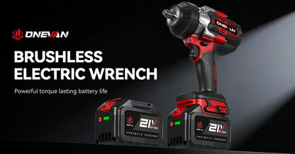 ONEVAN 2800N.M 2800W Brushless Electric Impact Wrench 1/2 Inch Cordless Wrench Screwdriver Power Tool For Makita 18V Battery Pin