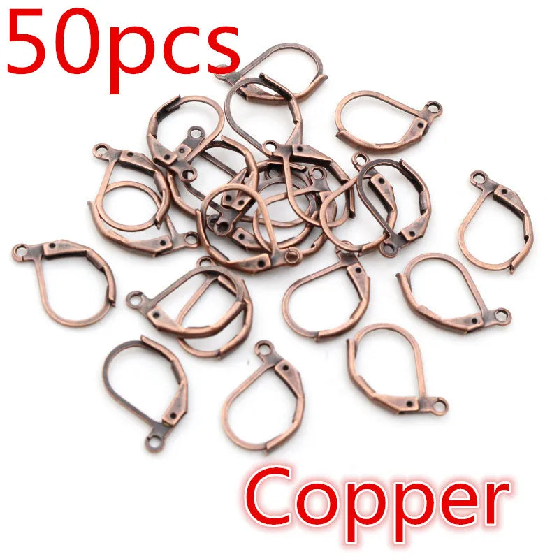 30-50pcs/lot Gold Silver French Lever Earring Hooks Wire Settings Base Hoops Earrings For DIY Jewelry Making Supplies Wholesale
