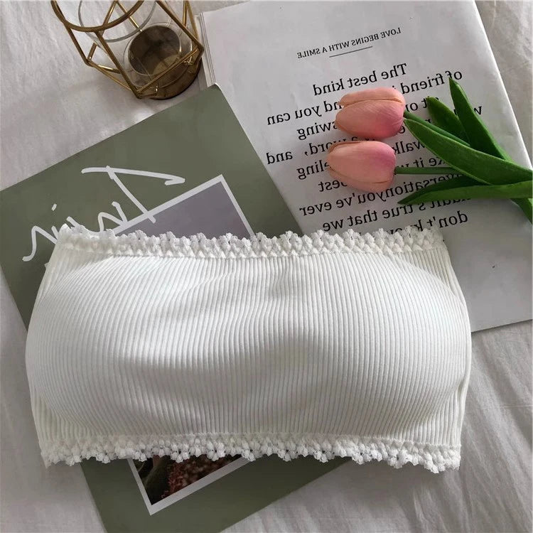 Lace Strapless Bra Women Sexy Tube Top Invisible Push Up Bralette Lady Seamless Underwea Lingerie Summer Chest Wraps Crop Tops