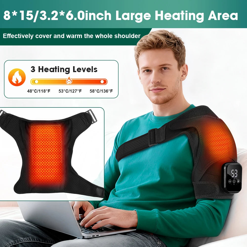 Electric Shoulder Massager Heating Pad Vibration Massage Support Belt Shoulder Thermal  Brace