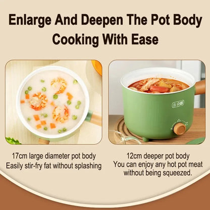 1.8L Mini Portable Electric Rice Cooker Non-Stick Inner Pot Multifunctional Rice Cooker Auto Keep Warm, Compact Space Saving Multi Cooking Pot for Rice Porridge Soup Noodles, Household Dorm Office Travel Kitchen Appliance for