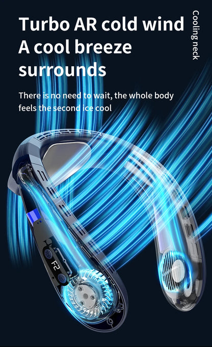 New Portable Neck Fan 5200mAh Neck Air Conditioner Rechargeable Semiconductor Cooling Fan Outdoor Personal Fan Wearable Cooler