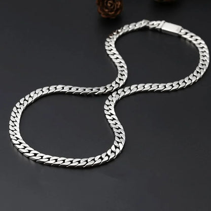 100% S925 Sterling Silver Bracelet 8MM Punk S925 Silver Jewelry Never Fade Carry Certificate Men Women Jewelry Gifts