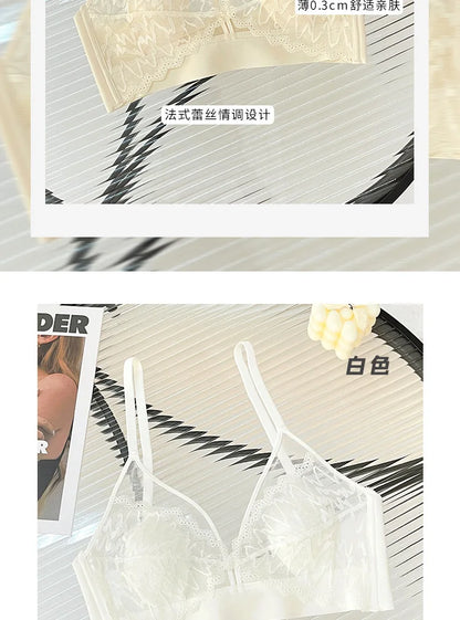 Sexy Lace Crop Top Deep V Backless Camisole Hollow Mesh Bra Female Solid Color Seamless Underwear Removable Chest Pad Tank Top