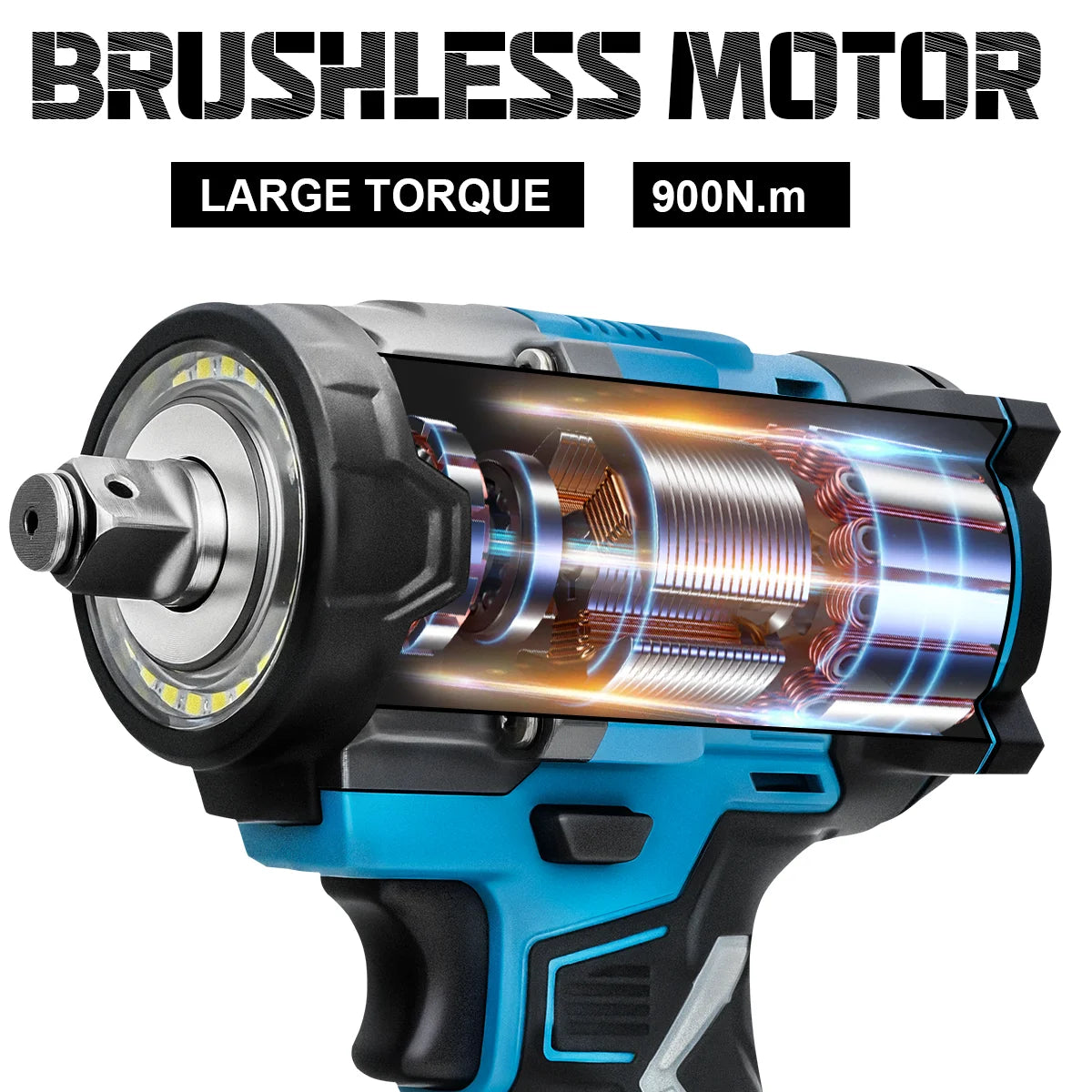 Gisam 900N.M Brushless Electric Impact Wrench 1/2" Cordless High Torque Wrench Drill Screwdrivers Tools For Makita Battery Pin