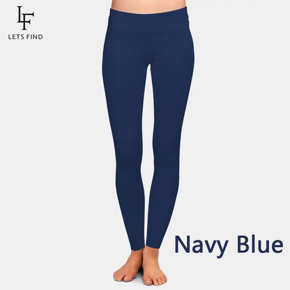 LETSFIND Fashion Women Slim Stretch Leggings Solid Navy Blue High Waist Comfortable Breathe Freely Sexy Fitness Leggings