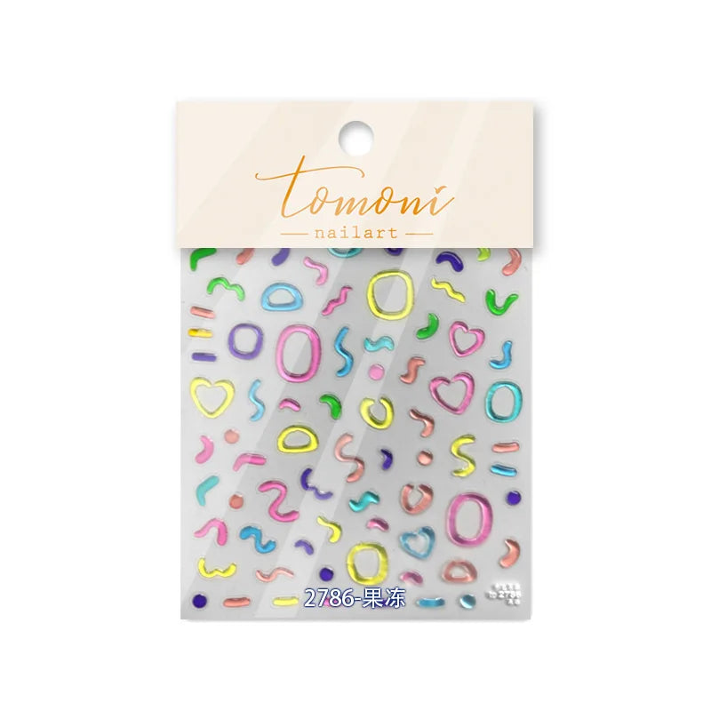 Line Flower Powder Blusher Love Heart High Quality Jelly Series Adhesive Nail Sticker Nail Art Decoration Decals Design T-2830