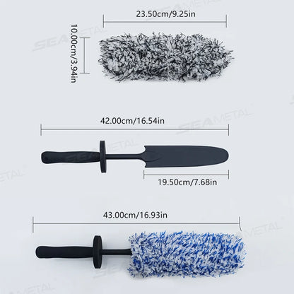 SEAMETAL Non Slip Microfiber Wheel Brush Mitt Premium Plush Car Wash Wheels Brushes for Car Rims Spokes Wheel Barrel Cleaning