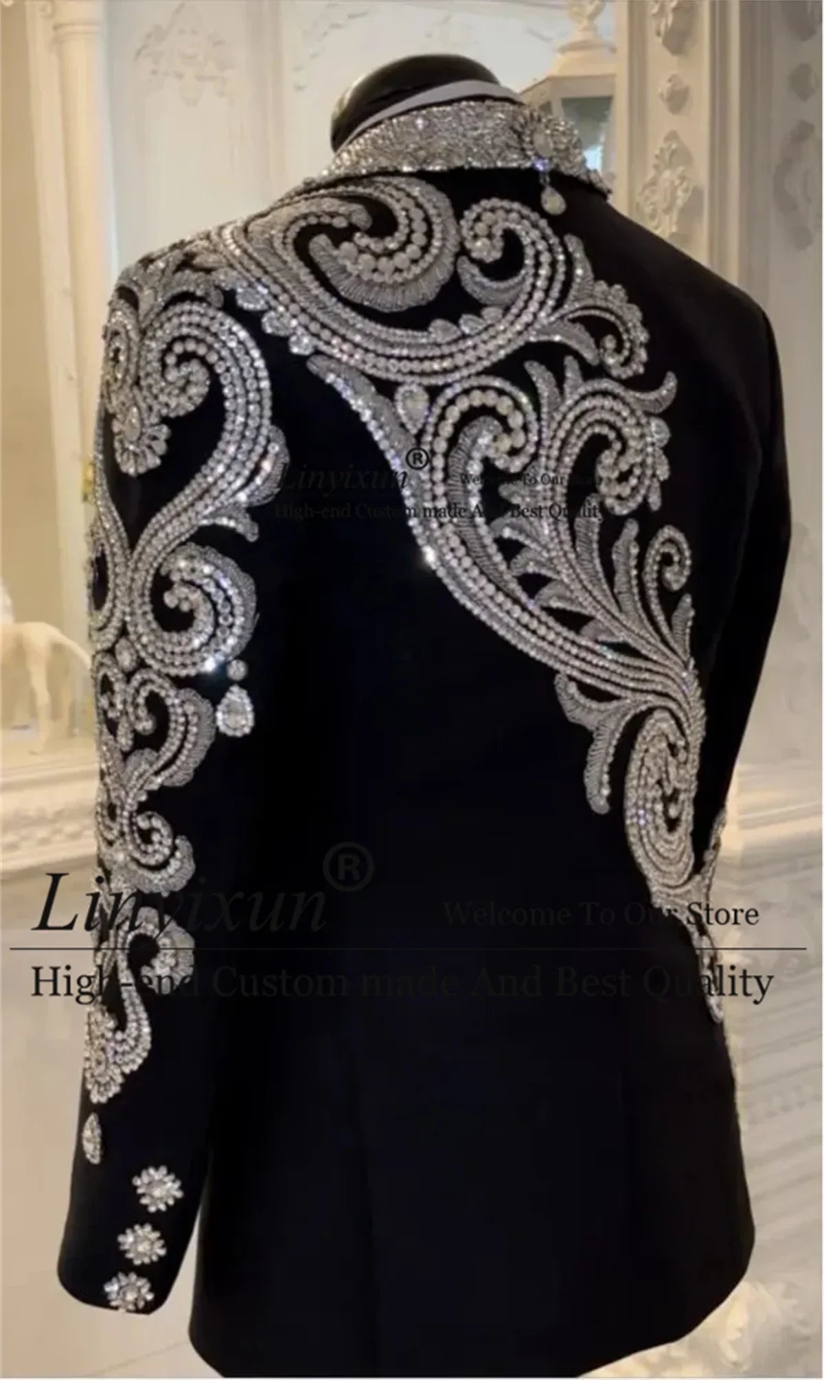 Designer Style Sparkling Diamond Men Suits For Wedding Prom Blazers Outfits 3 Pieces Groom Tuxedos Customized trajes para hombre