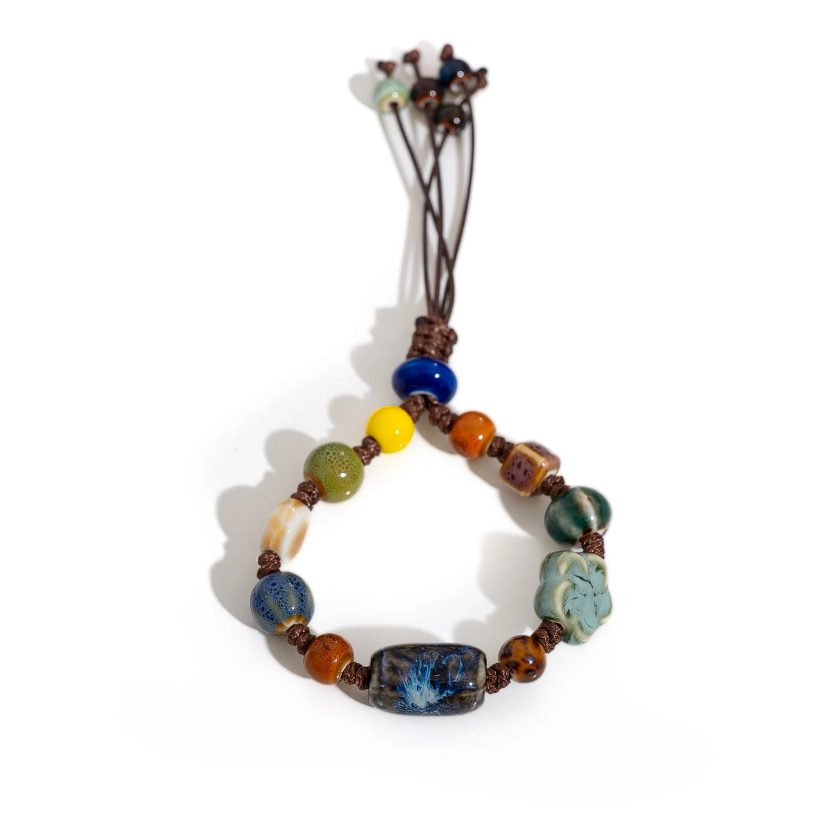 Handmade Ceramic Beaded Bracelet Adjustable Boho Woven Jewelry Vintage Ethnic Style Gift for Women Fashion Accessories S02-035