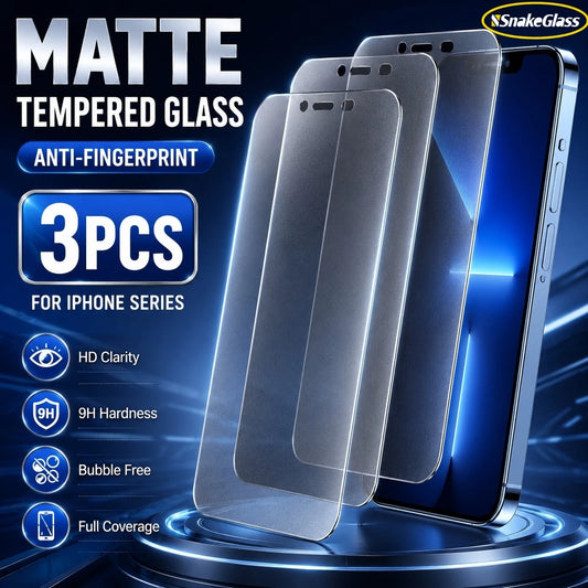 Matte Tempered Glass For iPhone 17 Pro Air 16 15 14 13 12 11 Pro Max XS 8 7+ Anti Fingerprint Anti Scratch Screen Protector Film