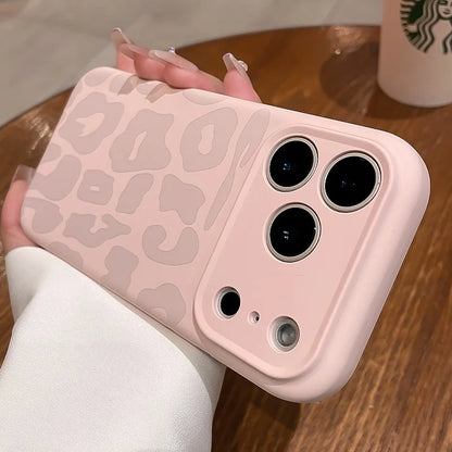 Leopard Pattern Liquid Silicone Case for iPhone 17 16 Pro Max Air 14 15 Plus 12 Camera Control Button Soft Shockproof Cover