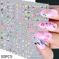 30 Sheets Christmas Nail Art Stickers Self Adhesive 3D White Snowflake Nail Decals Xmas Nail Supplies Christmas Manicure Sliders